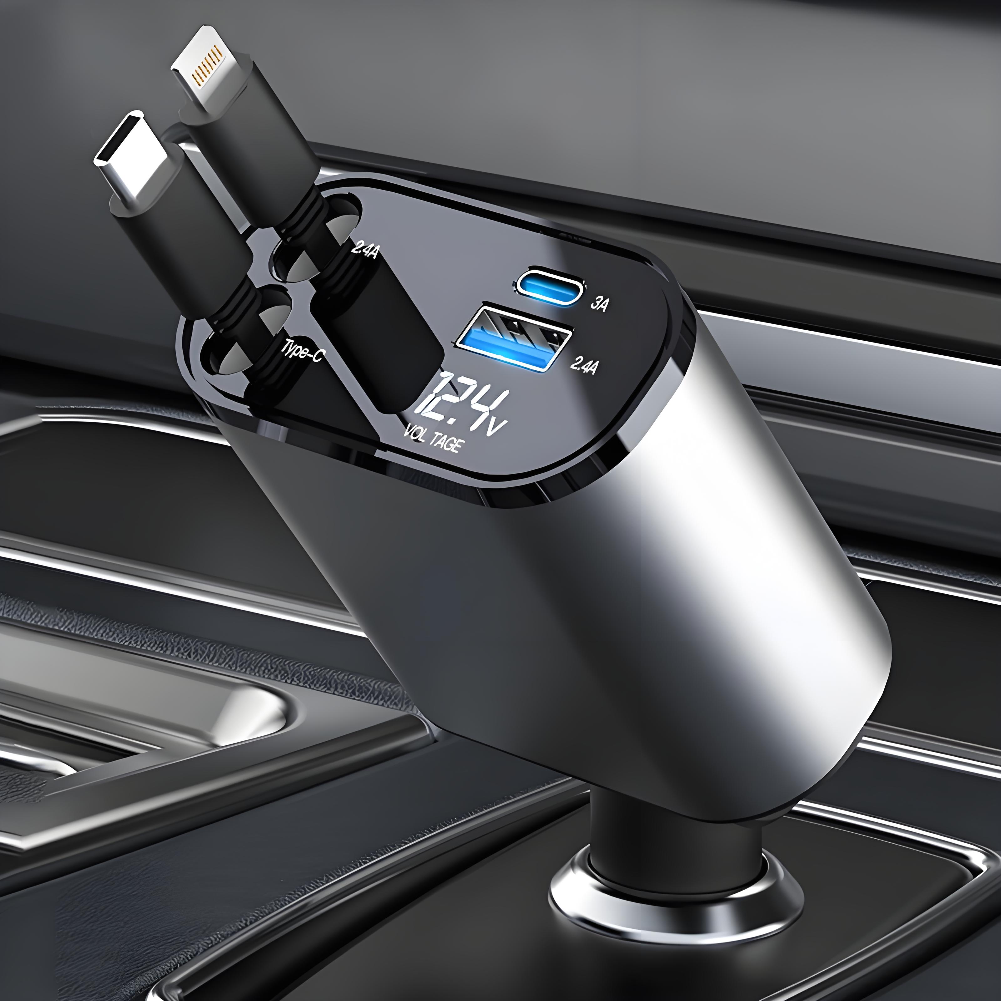 PT16 Retractable Car Charger with 100W with LED Display